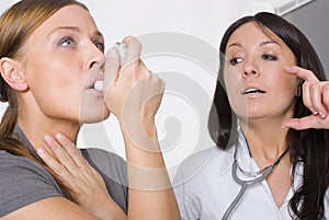 Female doctor and young woman patient