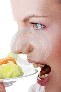 Female eating her salad