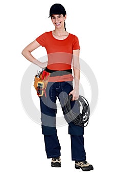 Female electrician raring to go