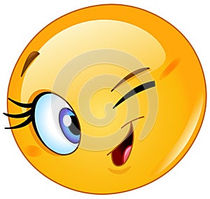 Female emoticon winking