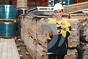 Female engineer or factory inspector conduct safety inspection. Exemplifying