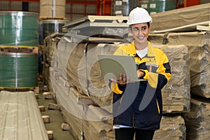 Female engineer or factory inspector conduct safety inspection. Exemplifying