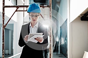 Female engineer in hardhat