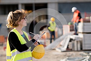 Female engineer posing