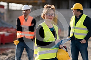 Female engineer posing