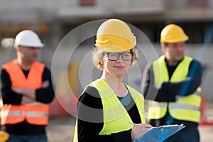 Female engineer posing