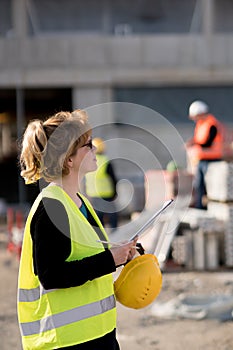 Female engineer posing