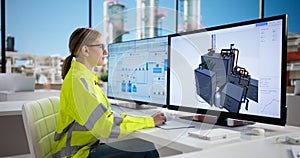 Female Engineer Using 3D Software