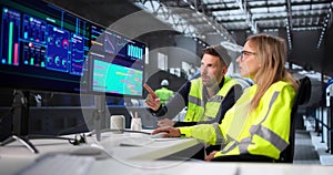 Female Engineer Using Scada System
