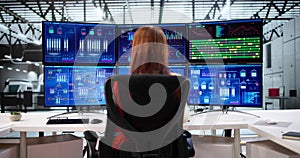 Female Engineer Using SCADA System