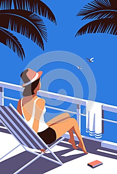 Female enjoy vacation season leisure illustration