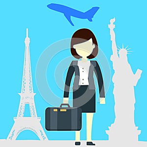 Female executive traveler vector graphics