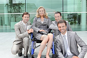 Female executive in wheelchair