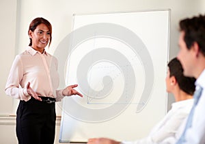 Female executive working on her presentation