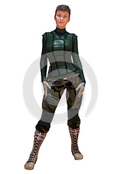 Female Explorer in Outdoor Survival Attire