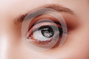 Female Eye with Extreme Long False Eyelashes. Eyelash Extensions.