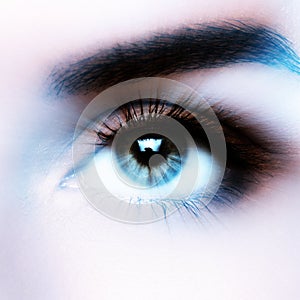 Female eye with interesting effect of motion or light rays