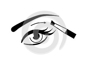 Female eye and make up brush Vector icon. Eyeshadow applying simple scheme