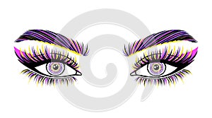 Female eyes with long lashes