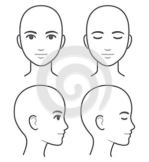 Female face and head profile infographic template