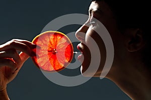 Female face with pummelo