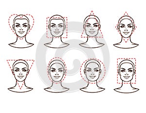 Female face of various types of appearance photo