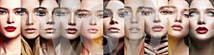 Female faces. collage of beautiful women