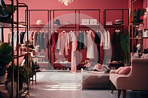 Female fashion shop interior, dummy