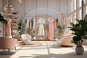 Female fashion shop interior, dummy