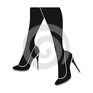 Female feet in heels. Women`s shoes single icon in black style vector
