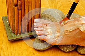 Female feet on spa treatment