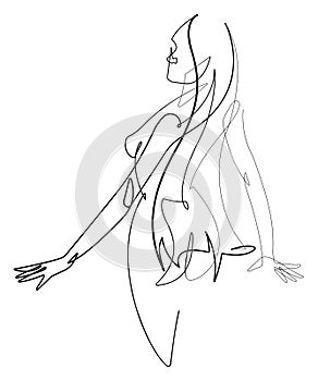 Female Figure Continuous Line Vector Graphic