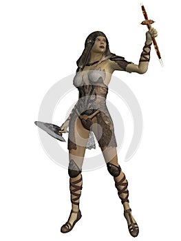 Female figure with a fantasy vampire hunter outfit