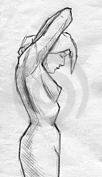 Female figure pencil sketch