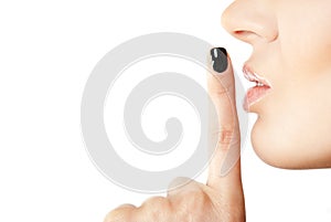 Female finger silence sign