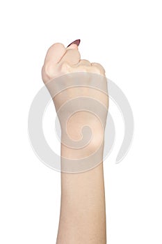 Female fist hand show power of person photo