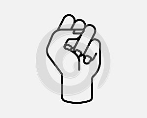 Female Fist Line Icon Woman Right Rights Fight Power Empowerment Protest Equality Black Vector Clipart Graphic Artwork Sign Symbol