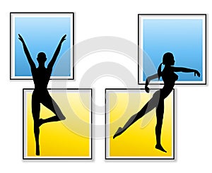 Female Fitness Yoga Silhouettes