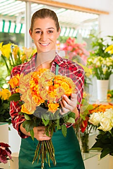 Female florist in flower shop