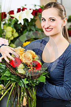 Female florist in flower shop