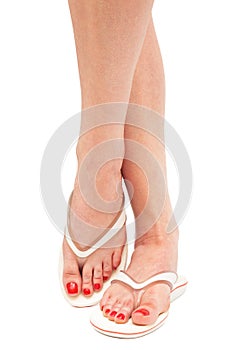 Female foot in thongs
