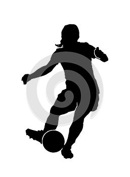 Female football player silhouette on white background