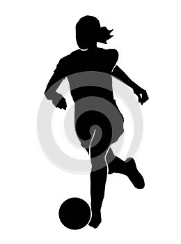 Female football player silhouette on white background