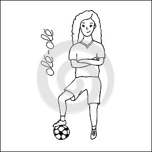 Female footballer. Girl with a ball.