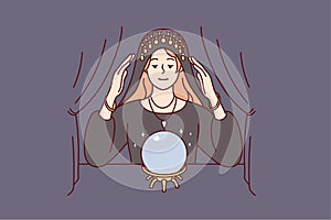 Female fortune teller with magic ball