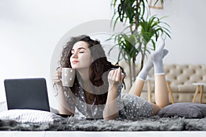 Female freelancer working at home