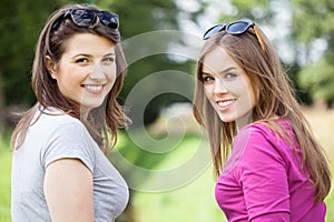 Female friends on a green glade
