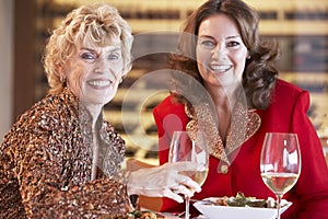 Female Friends Having Dinner At A Restaurant