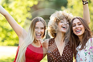 Female friends on sunny summer evening