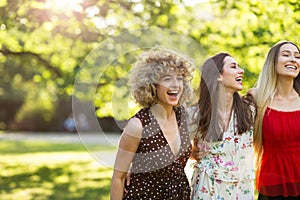 Female friends on sunny summer evening